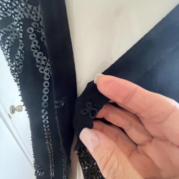 Ladies black jacket with black sequins, with front hooks, sz MED - Picture 16 of 16